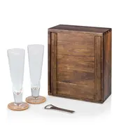 Picnic Time, Legacy, Pilsner Beer Glass Gift Set, Acacia Wood
