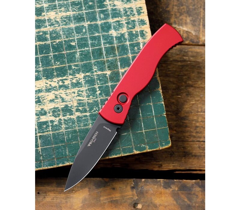 ProTech Tactical Response 2, TR2,  Solid Red Handle and DLC Black Magnacut