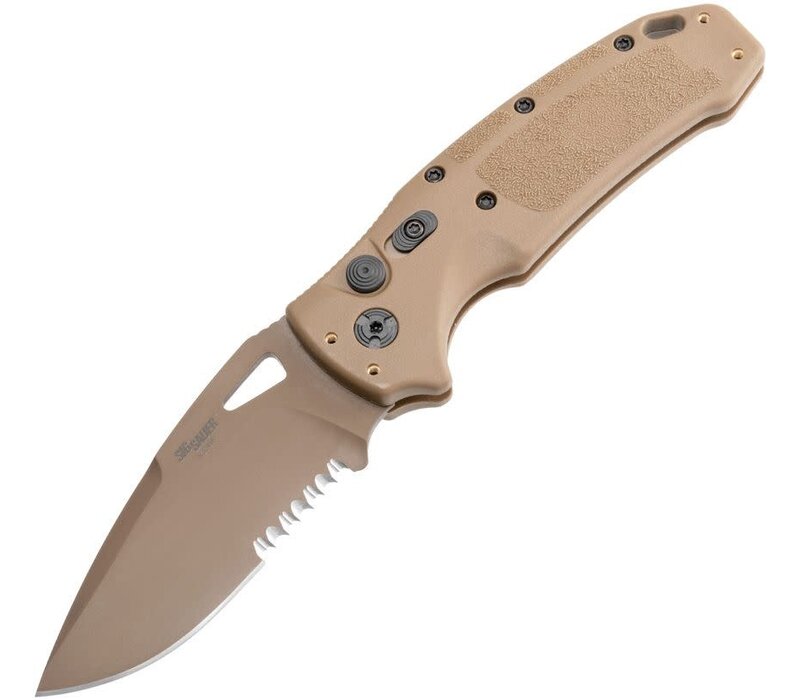 Sig K320A Auto, Partially Serrated CPM S30V, Coyote Tan Handle