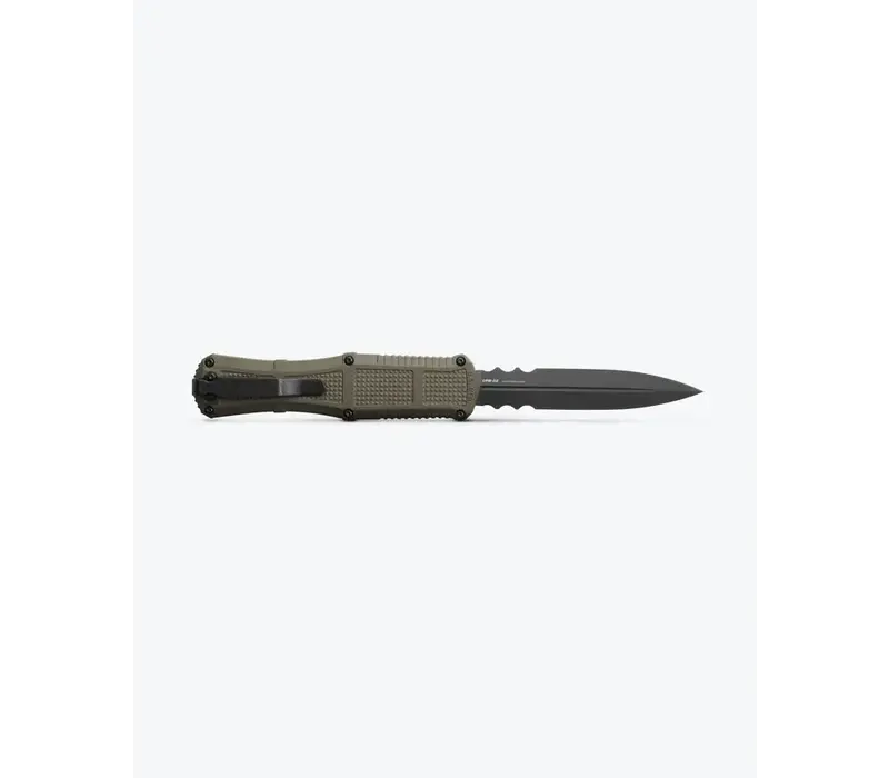 (DISCONTINUED) Benchmade Serrated Claymore OTF, Green Grivory, CPM D2