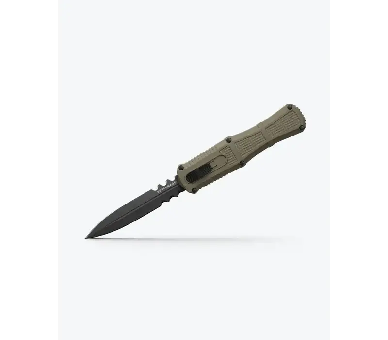 (DISCONTINUED) Benchmade Serrated Claymore OTF, Green Grivory, CPM D2