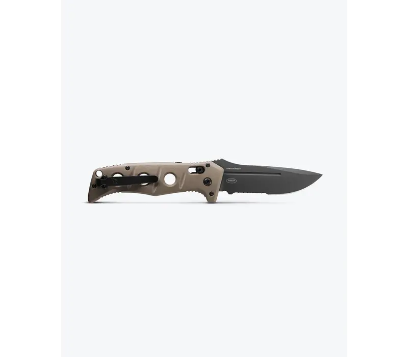 (DISCONTINUED) Benchmade Auto Adamas Serrated, Tan G10, CPM CruWear
