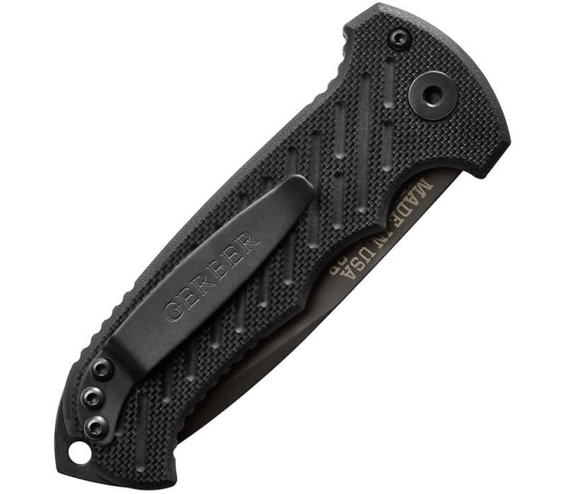 Gerber Auto 06 Button Lock Tanto, Serrated CPM S30V, Black G10