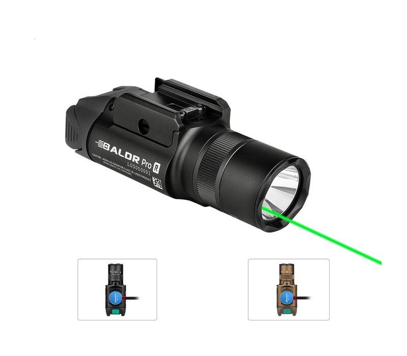 Olight, Baldr Pro R Rechargeable Tactical Light with Green Laser, Black