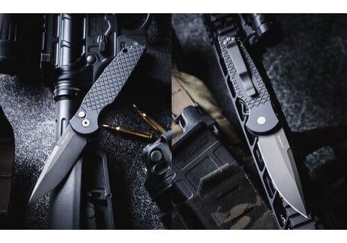 Pro-Tech Knives, LLC Pro-Tech, Tactical Response 3 Fish Scale Hande, Black Magnacut