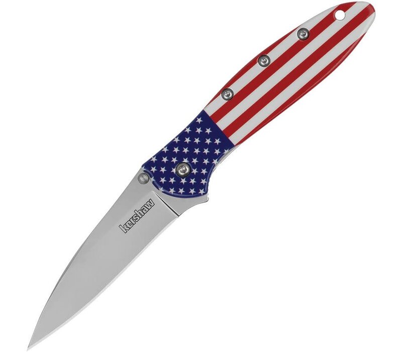 Kershaw, Leek, USA Flag Aluminum Handle, 14C28N Steel