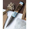 Pro-Tech Knives, LLC Pro-Tech - Godson Custom, Titanium Handle W Mammoth Bark Inlay, Nichols Virus Damascus