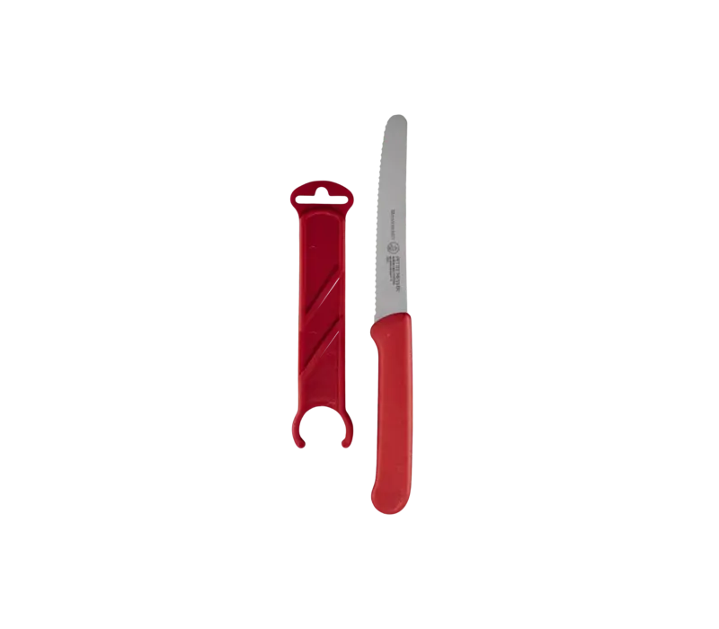 Messermeister, Petite Messer 4.5" Tomato Knife with Sheath, Red