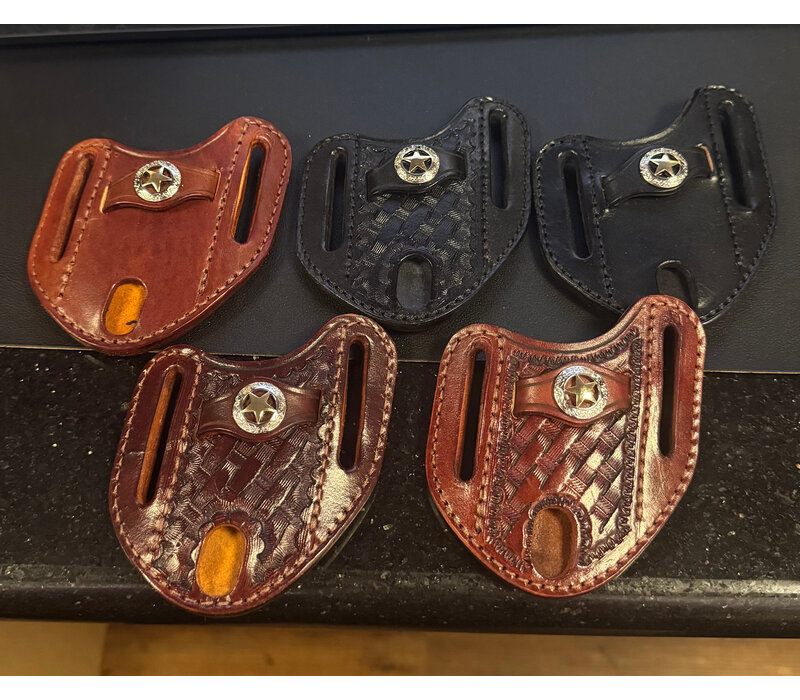 A&M Leather, #17 Angled Carry Trapper Sheath W Texas Star