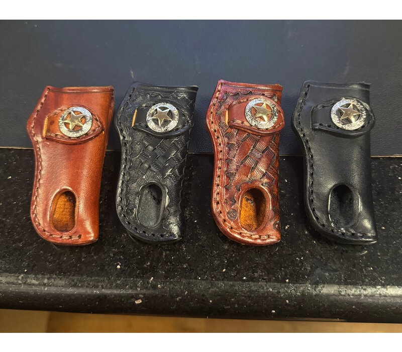 A&M Leather, #14 Vertical Trapper Sheath with Texas Star