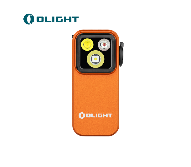 Olight, Oclip Pro Clip Flashlight with Floodlight Spotlight and Red Light, Orange
