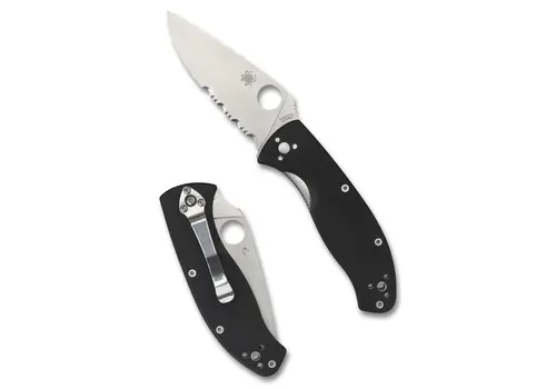 Spyderco Knives Spyderco, Tenacious Partially Serrated, Black G10, 8Cr13MoV Steel