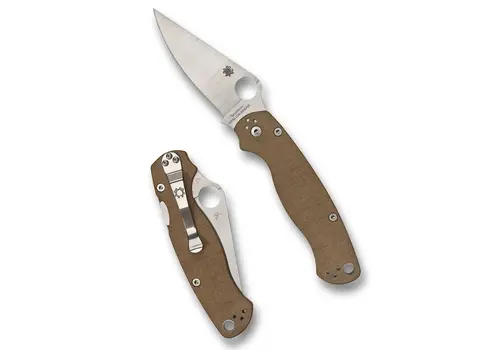 Spyderco Knives Spyderco, Para Military 2 Brown Micarta, CPM CRU-WEAR