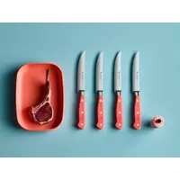 Wusthof Classic 4 Piece Steak Knife Set, Coral Peach