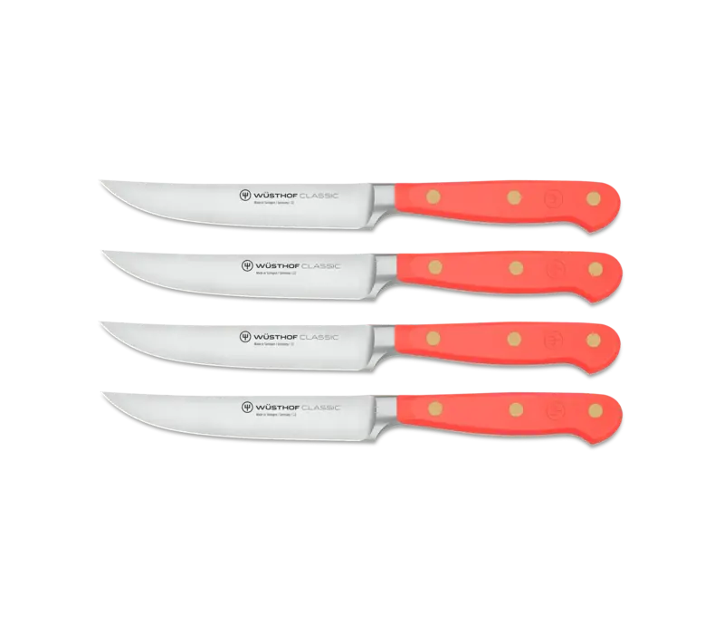 Wusthof Classic 4 Piece Steak Knife Set, Coral Peach
