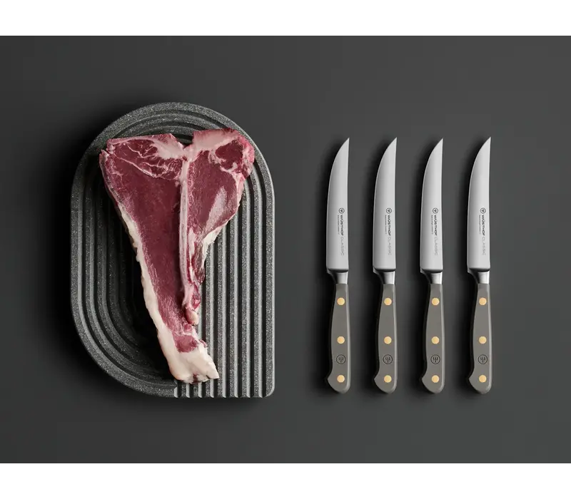 Wusthof, Classic 4 Piece Steak Knife Set, Velvet Oyster