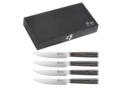 Cangshan Cangshan 4Pc Pakkawood Steak Knife Set in Wooden Chest, German Stainless