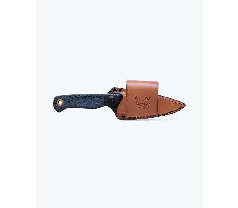 Benchmade Dacian, Satin Magnacut, Denim Micarta, Leather Sheath