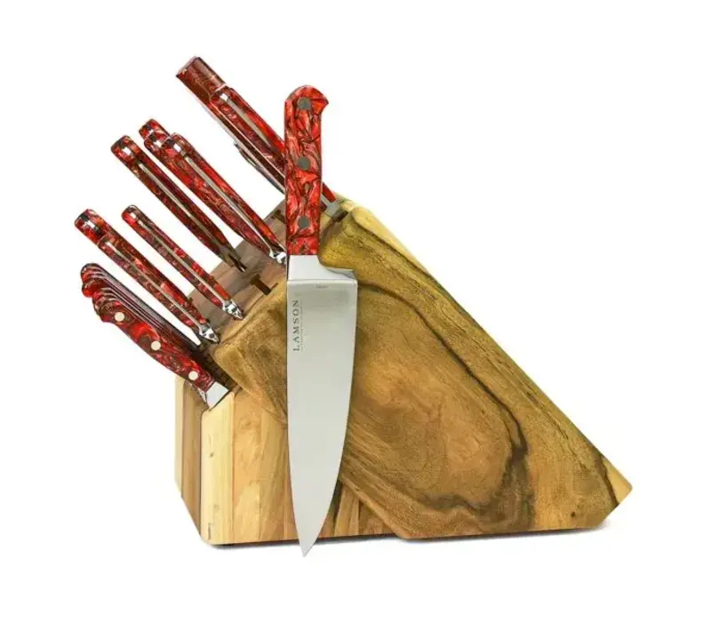 Lamson, Forged Fire 20 Pc Block set, Natural Walnut Block, Fine Steak