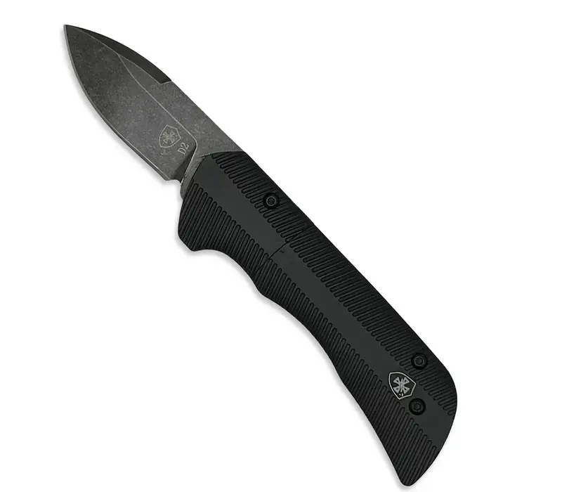 Templar Knife Premium Lightweight CALI Legal (Micro) Black Anodized OTF, Drop Point D2