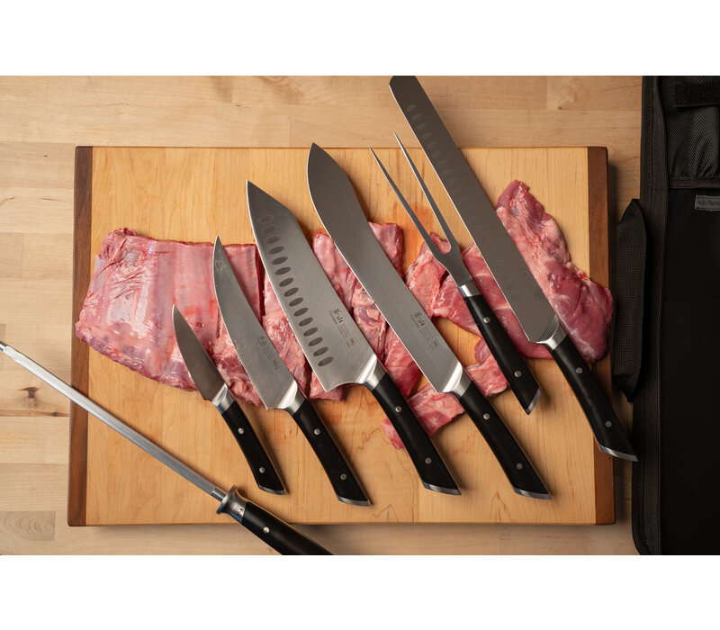 Cangshan, HELENA White 9 Piece BBQ Knife Set with Black Bag