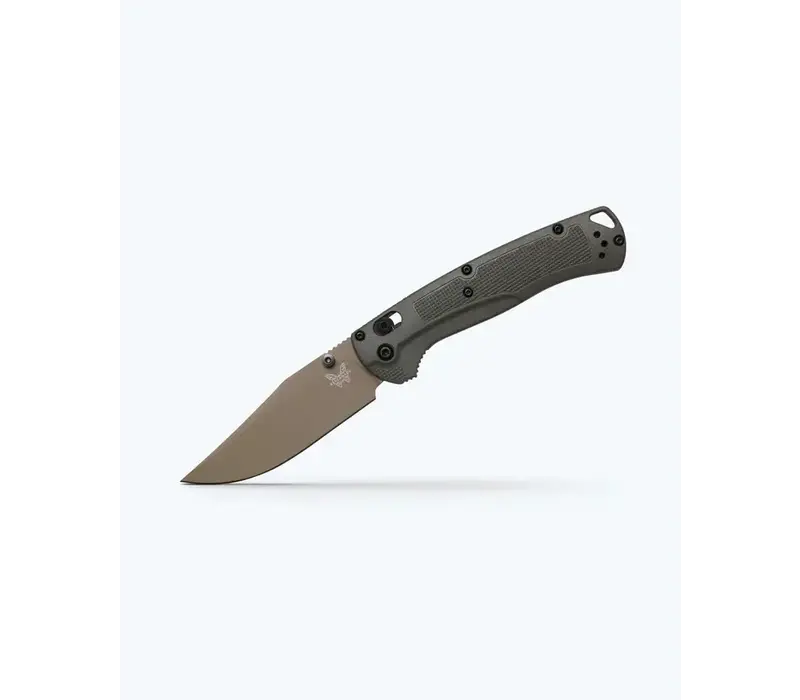 Benchmade Tagged Out, Tan Cerakote CPM-154, Olive Grivory Handle