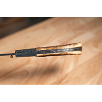 Johnny Stout - Compadre Folder, Turkish Twist Damascus, Mammoth Ivory, Hand engraved by Dale Bass