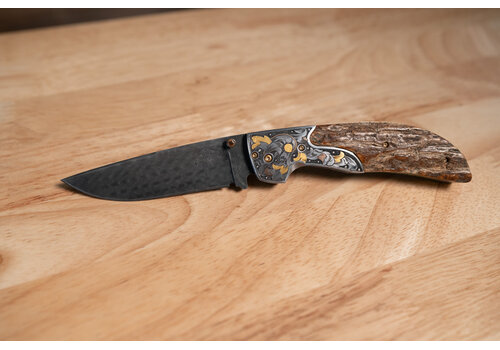 Johnny Stout Johnny Stout - Compadre Folder, Turkish Twist Damascus, Mammoth Ivory, Hand engraved by Dale Bass