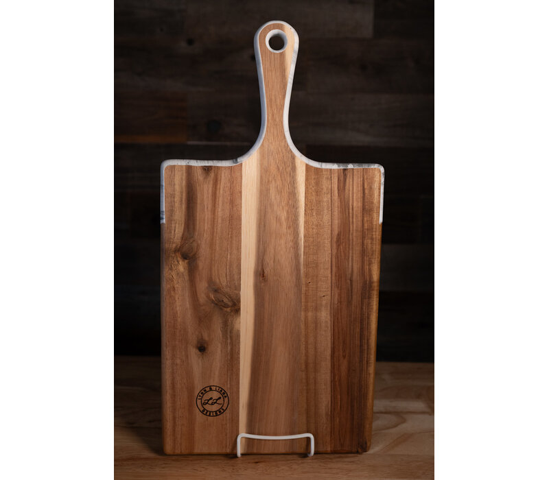 Lynn & Liana, Large Acacia Cheese Board Marble 10" x 20"