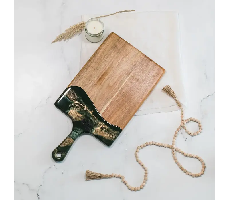 Lynn & Liana, Large Acacia Cheese Board Jade 10" x 20"
