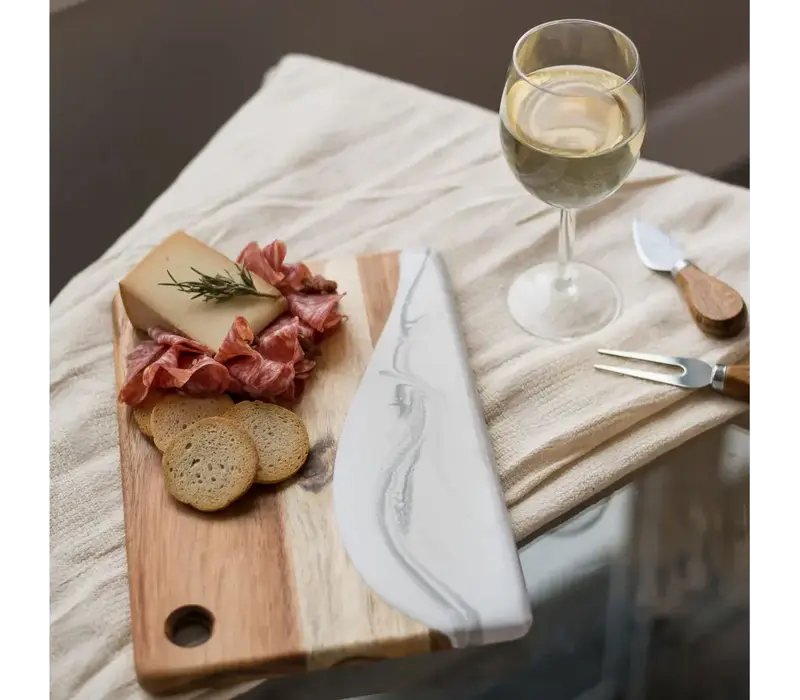 Lynn & Liana Small Acacia Cheese Board Marble 8"x 11"