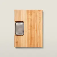 John Boos, Maple Prep Master Cutting Board With Juice Groove & Stainless Pan 24"x18"2-1/4"
