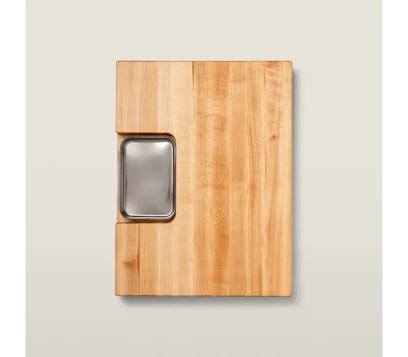 John Boos, Maple Prep Master Cutting Board With Juice Groove & Stainless Pan 24"x18"2-1/4"