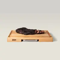 John Boos, Maple Prep Master Cutting Board With Juice Groove & Stainless Pan 24"x18"2-1/4"