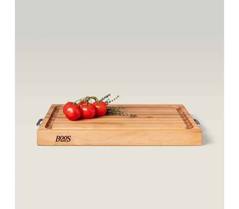 John Boos, Maple Board with Juice Groove and Chrome Handles, 24"x18"x2-1/4"