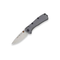 Buck Mini Range Elite with a gray aluminum handle and CPM Magnacut blade