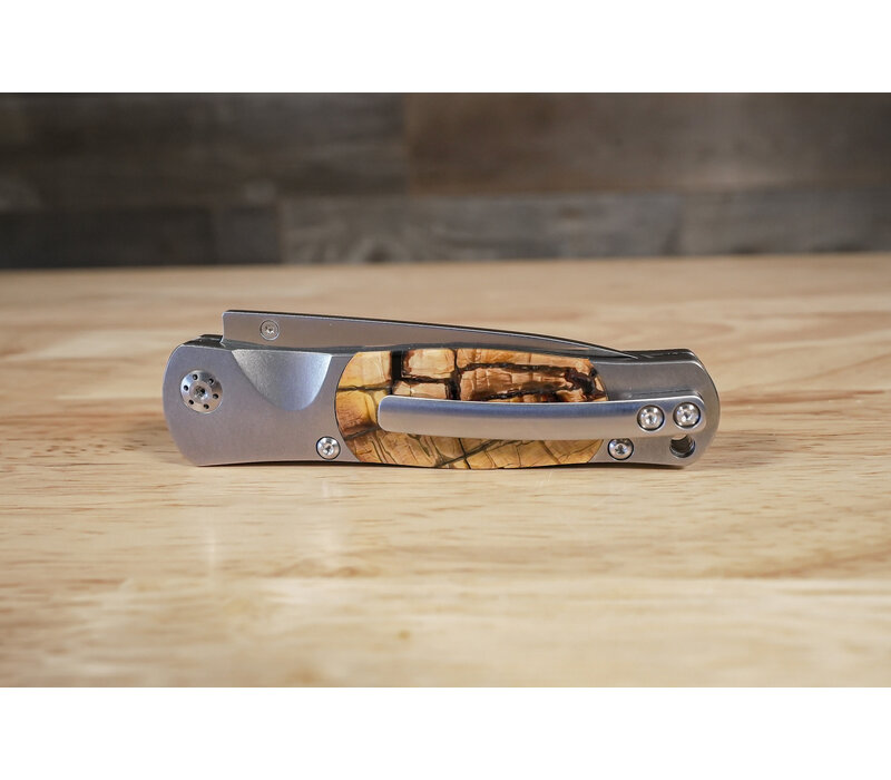 MI01--SantaFeWorks, Buttonlock Titanium Frame VG-10 Blade Mammoth Tusk