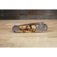 MI01--SantaFeWorks, Buttonlock Titanium Frame VG-10 Blade Mammoth Tusk