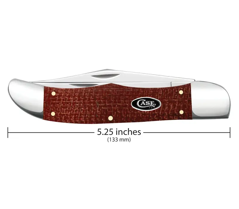 Case, Folding Hunter Dark Red Micarta Handle, Carbon Steel