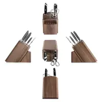 Cangshan Thomas Keller 7pc Block Set Black Handles, Walnut Block