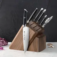 Cangshan Thomas Keller 7pc Block Set Black Handles, Walnut Block