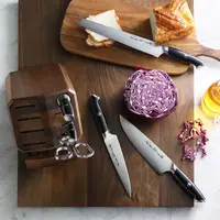 Cangshan Thomas Keller 7pc Block Set Black Handles, Walnut Block