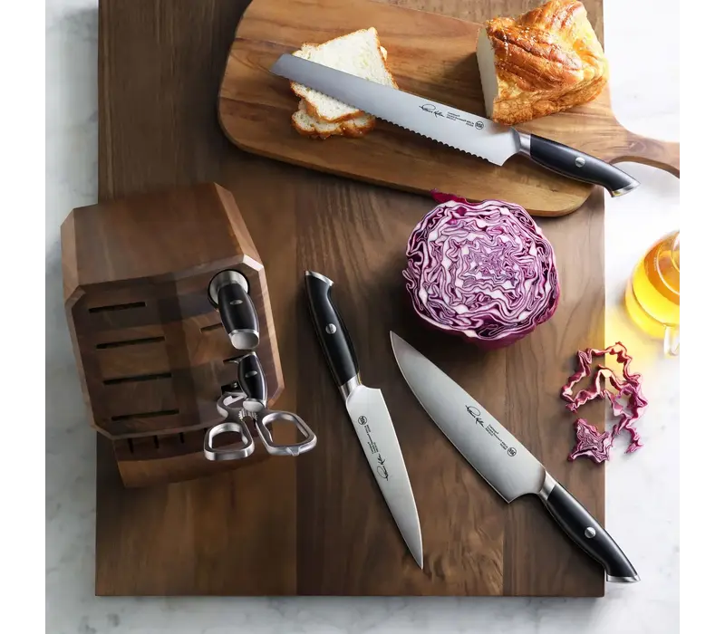 Cangshan Thomas Keller 7pc Block Set Black Handles, Walnut Block