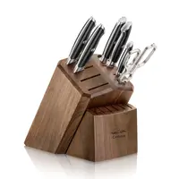 Cangshan Thomas Keller 7pc Block Set Black Handles, Walnut Block