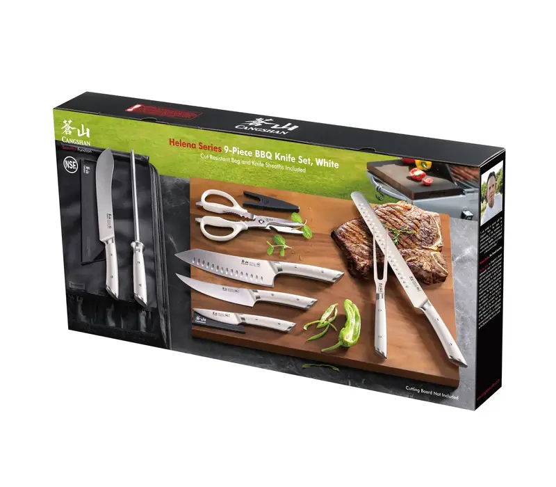 Cangshan, HELENA White 9 Piece BBQ Knife Set with Black Bag
