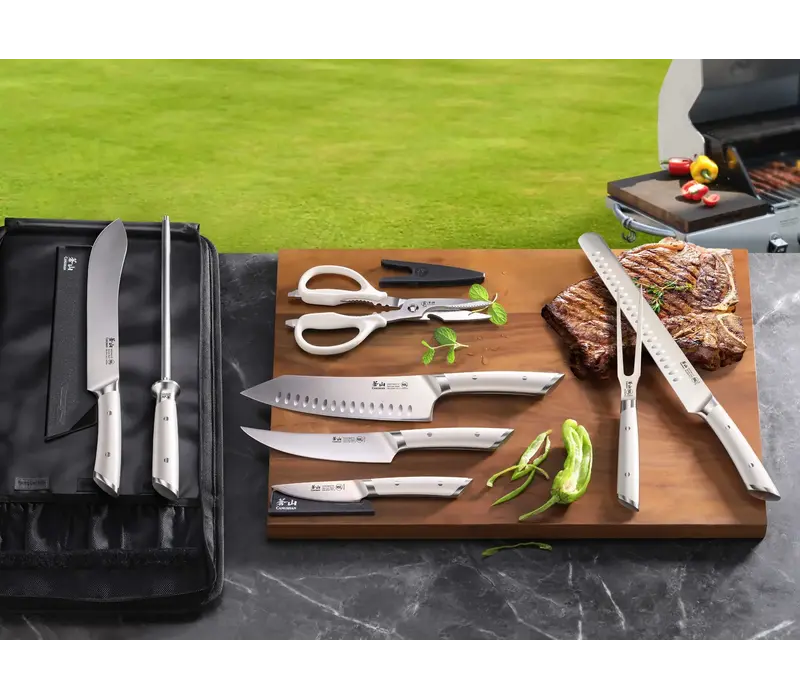Cangshan, HELENA White 9 Piece BBQ Knife Set with Black Bag