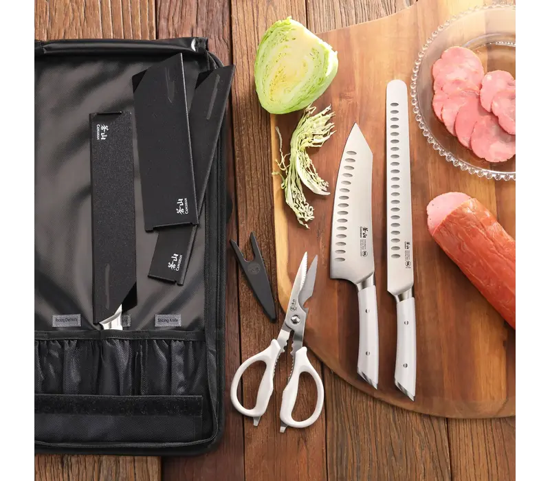 Cangshan, HELENA White 9 Piece BBQ Knife Set with Black Bag