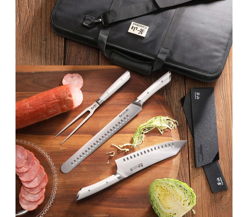 Cangshan, HELENA White 9 Piece BBQ Knife Set with Black Bag