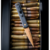 ProTech - Godfather, Black Aluminum Handle, Tan PVD Blade, 154CM Steel