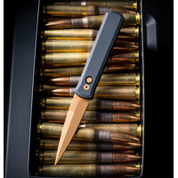 ProTech - Godfather, Black Aluminum Handle, Tan PVD Blade, 154CM Steel